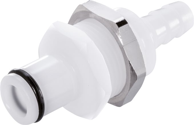 Exemplary representation: Coupling plug with grommet & bulkhead thread, POM