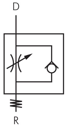 Schaltsymbol: Drosselrückschlagventil (abluftregelnd)