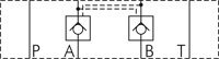 Schematic symbol: Unlockable check valve (A & B)